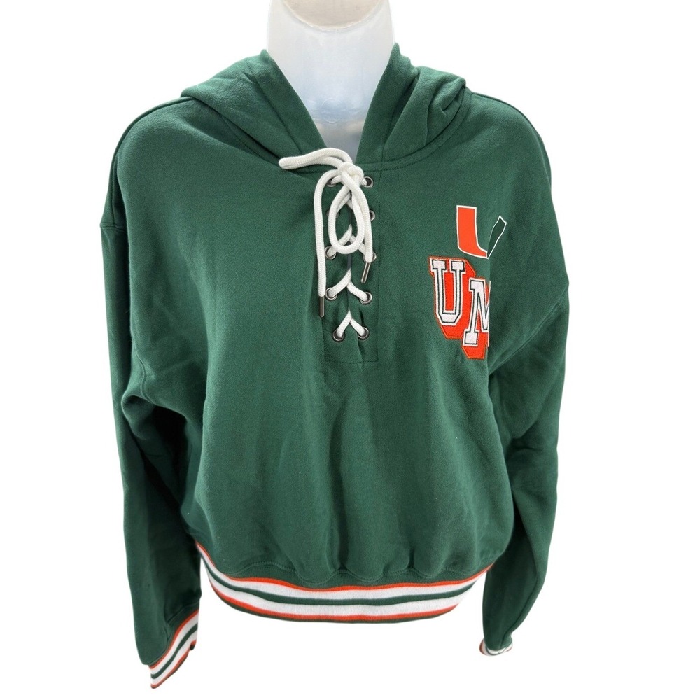 WEAR Erin Andrews Miami Hurricanes Sweatshirt NCAA Hoodie Green Medium NEW